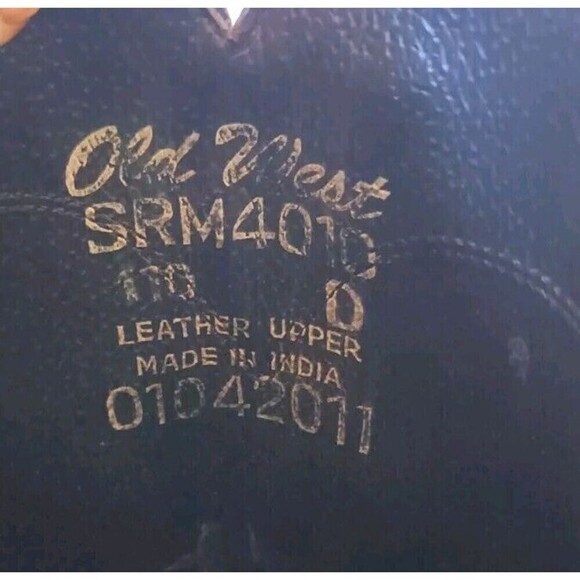 Old West Men's Boots SRM4010 Leather Black 11D Pull On Western Cowboy Giddy Up - Picture 3 of 13